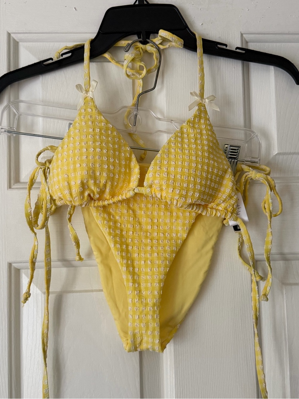 Dippin Daisys yellow gingham bikini set, size medium